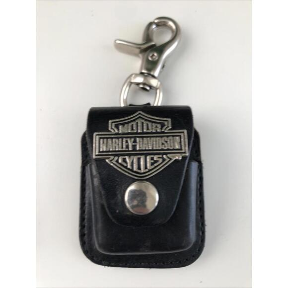 Harley-Davidson Black Leather Zippo Lighter Holder With Clasp And Zippo P9 - Picture 3 of 5